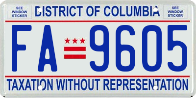 DC license plate FA9605