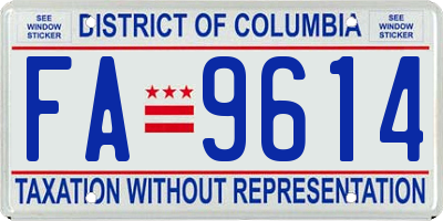 DC license plate FA9614