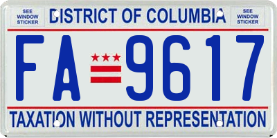 DC license plate FA9617