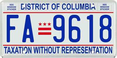 DC license plate FA9618