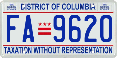 DC license plate FA9620