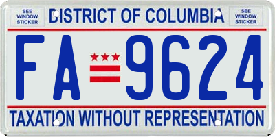 DC license plate FA9624