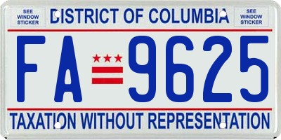 DC license plate FA9625