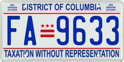 DC license plate FA9633