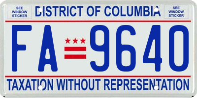 DC license plate FA9640