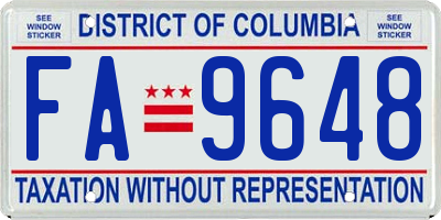 DC license plate FA9648