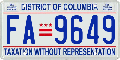 DC license plate FA9649