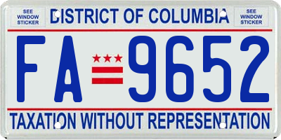 DC license plate FA9652