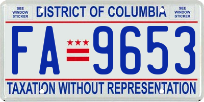 DC license plate FA9653