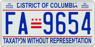 DC license plate FA9654