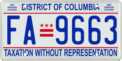 DC license plate FA9663