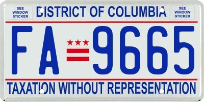 DC license plate FA9665