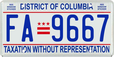 DC license plate FA9667