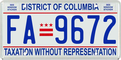 DC license plate FA9672