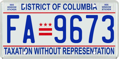 DC license plate FA9673