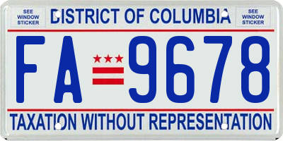 DC license plate FA9678