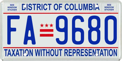 DC license plate FA9680