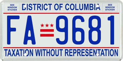 DC license plate FA9681