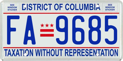 DC license plate FA9685