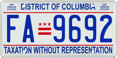 DC license plate FA9692