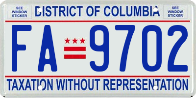 DC license plate FA9702