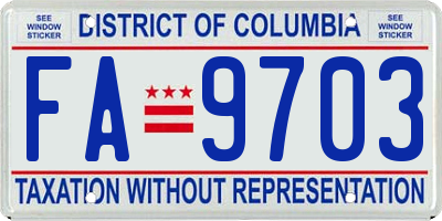 DC license plate FA9703