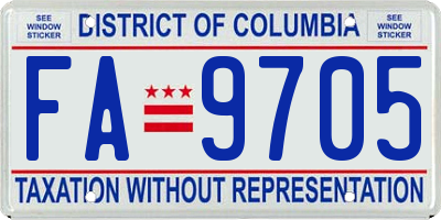 DC license plate FA9705