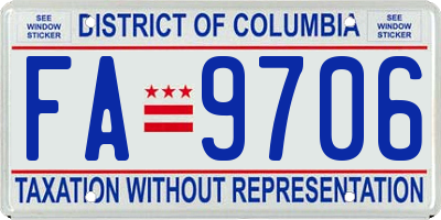 DC license plate FA9706