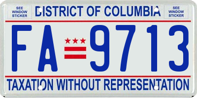 DC license plate FA9713