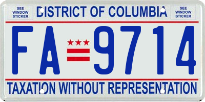 DC license plate FA9714