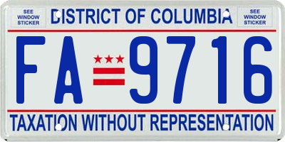 DC license plate FA9716