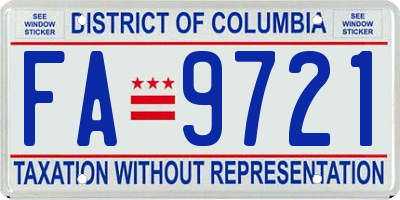 DC license plate FA9721