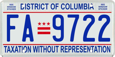 DC license plate FA9722