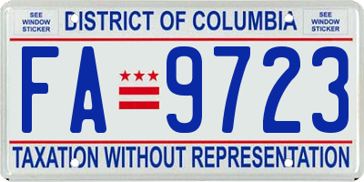 DC license plate FA9723