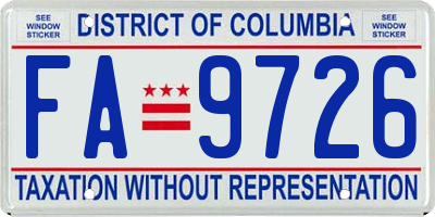 DC license plate FA9726