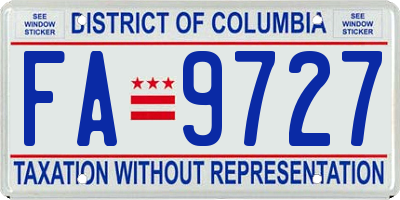 DC license plate FA9727