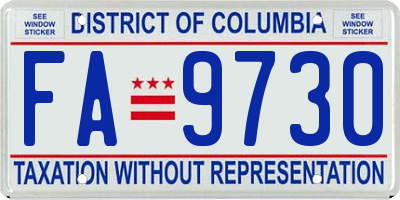 DC license plate FA9730