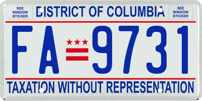 DC license plate FA9731