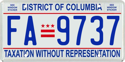 DC license plate FA9737