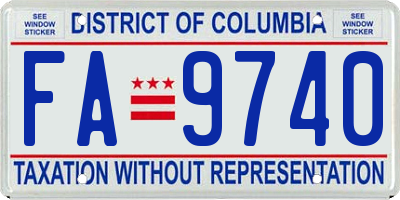 DC license plate FA9740