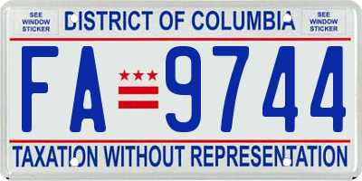 DC license plate FA9744