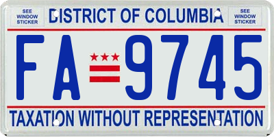 DC license plate FA9745