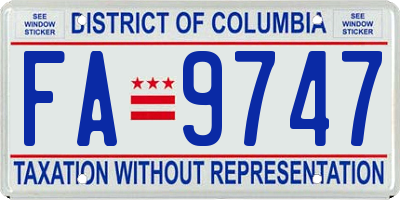 DC license plate FA9747