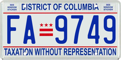 DC license plate FA9749