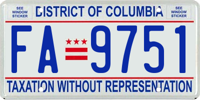 DC license plate FA9751