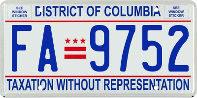 DC license plate FA9752