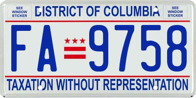 DC license plate FA9758