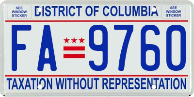 DC license plate FA9760