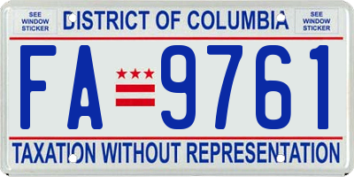 DC license plate FA9761