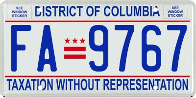 DC license plate FA9767